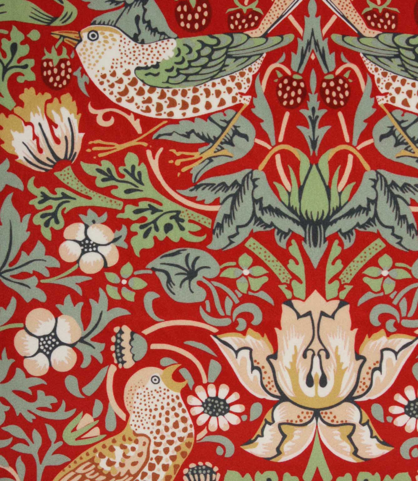 Strawberry Thief Velvet Fabric / Scarlet