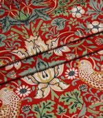 Strawberry Thief Velvet Fabric / Scarlet