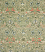 Strawberry Thief Oilcloth Fabric / Sage | Just Fabrics