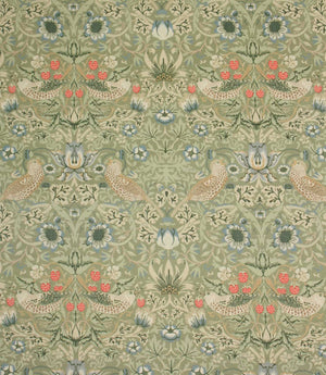 Strawberry Thief Oilcloth Fabric / Sage