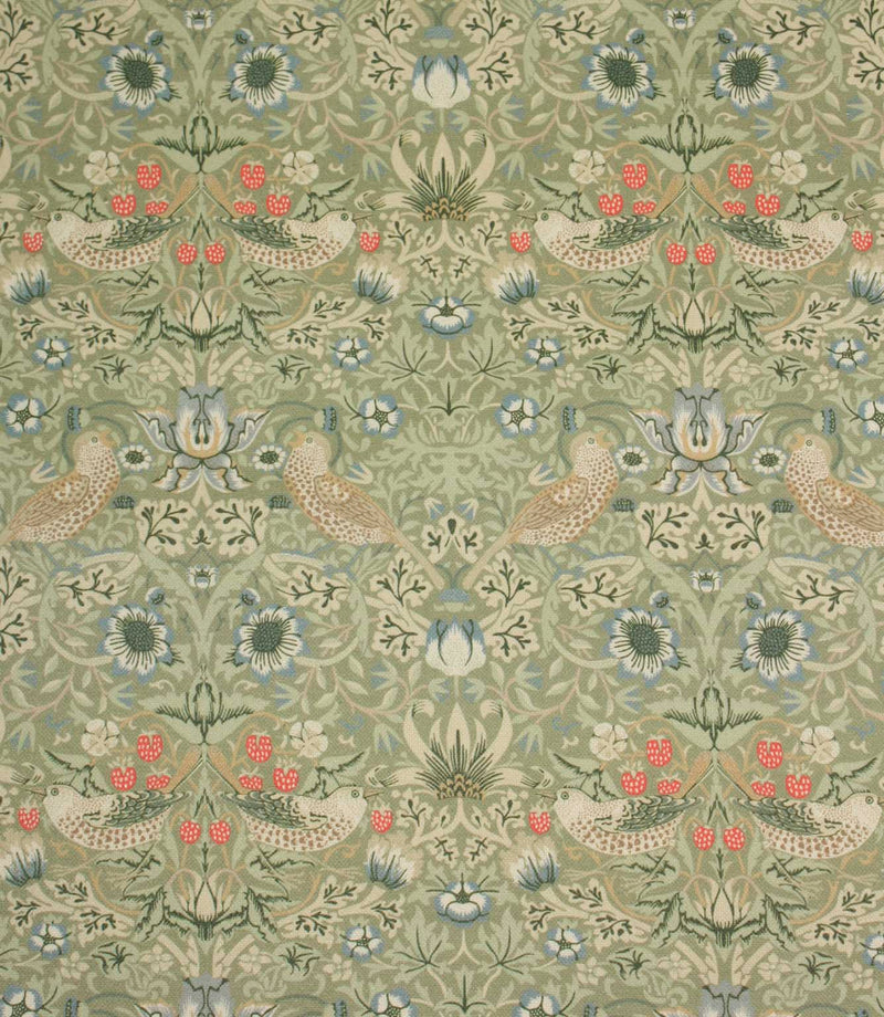 Strawberry Thief Oilcloth Fabric / Sage | Just Fabrics