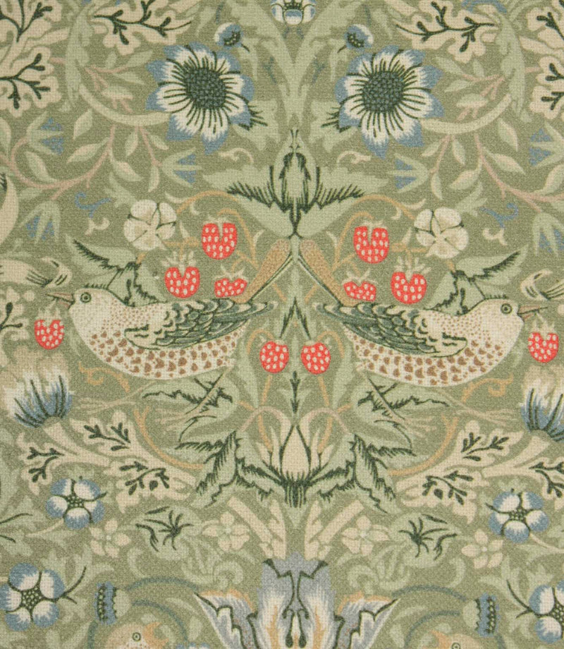 Strawberry Thief Oilcloth Fabric / Sage | Just Fabrics