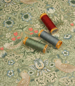 Strawberry Thief Oilcloth Fabric / Sage | Just Fabrics