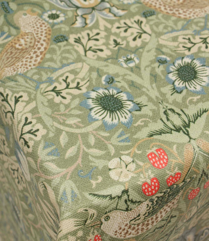 Strawberry Thief Oilcloth Fabric / Sage | Just Fabrics