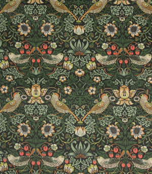 Strawberry Thief Oilcloth Fabric / Onyx