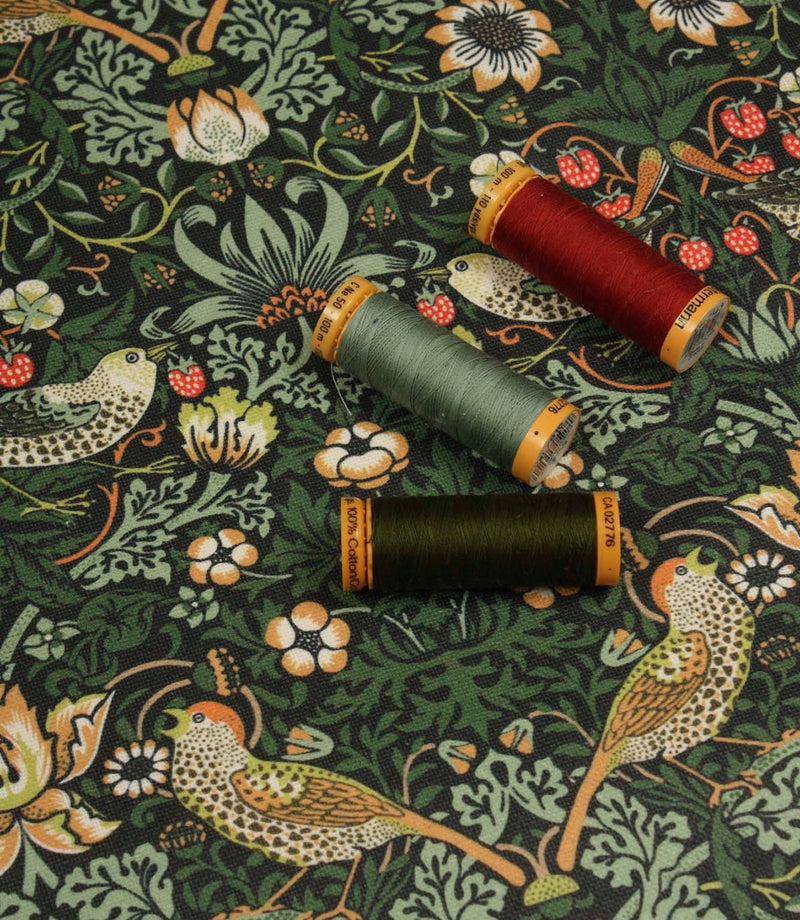 Strawberry Thief Oilcloth Fabric / Onyx | Just Fabrics