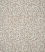 Full pattern view of Sweet Briar Linen Look fabric in warm beige and cream, showing the repeating William Morris inspired floral and foliage design.