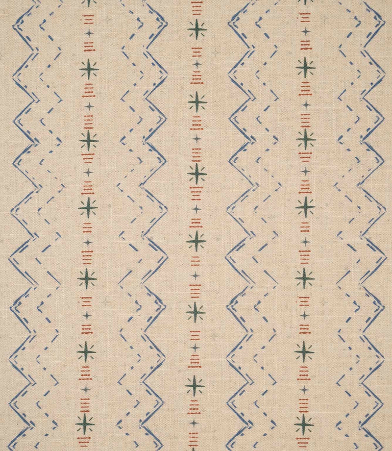 Twilight Mill fabric in Blue Chestnut featuring a small-scale contemporary geometric pattern on a natural-look woven background.