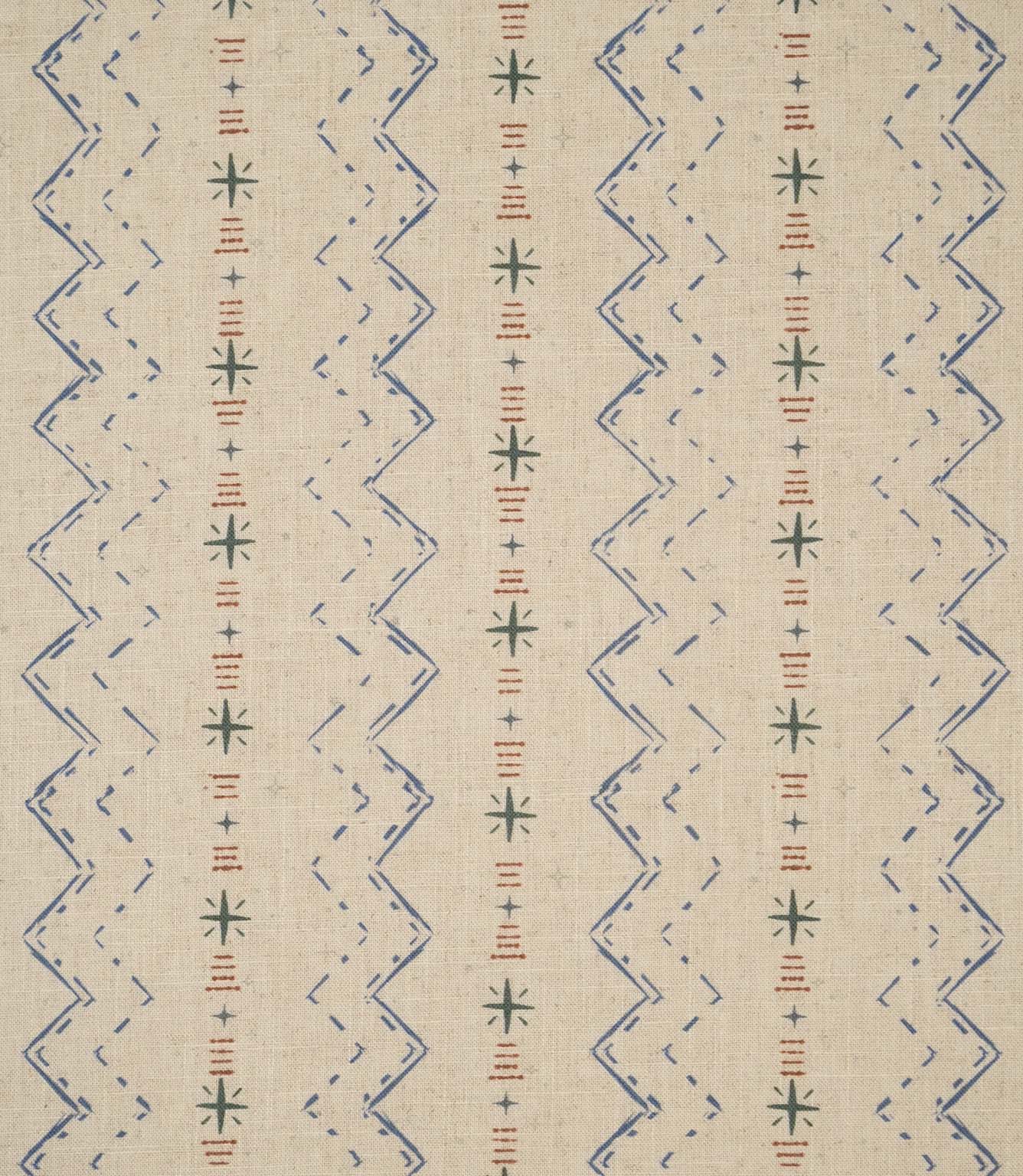 Twilight Mill fabric in Blue Chestnut featuring a small-scale contemporary geometric pattern on a natural-look woven background.