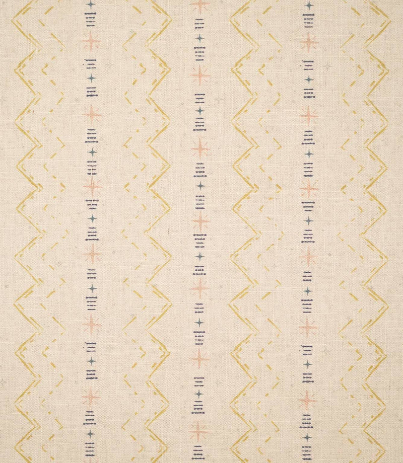 Twilight Mill Gold fabric featuring a small-scale contemporary geometric pattern on a natural-look woven background.
