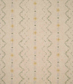 Twilight Mill Green Apple Gold fabric featuring a small-scale contemporary geometric pattern on a natural-look woven background.