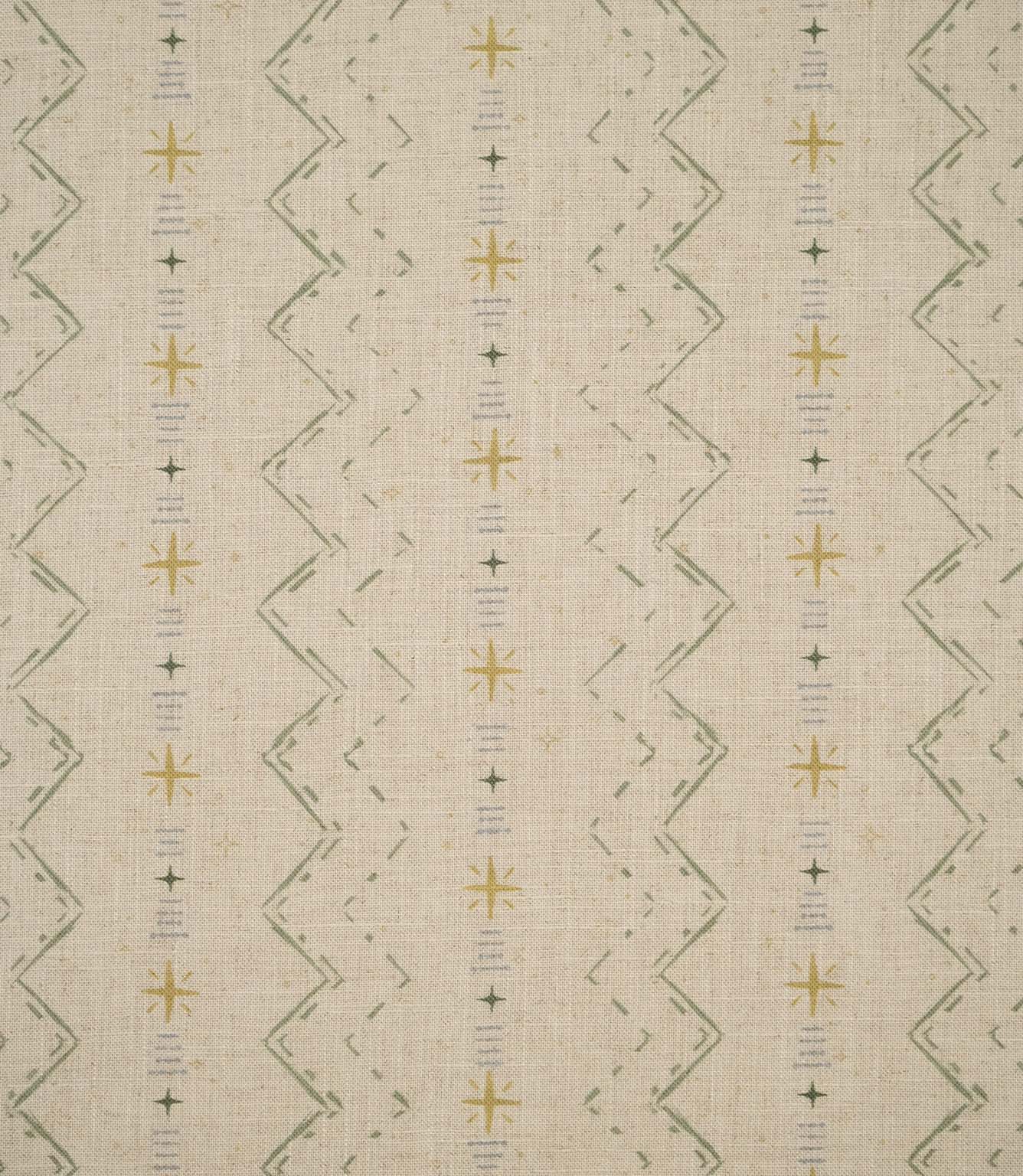 Twilight Mill Green Apple Gold fabric featuring a small-scale contemporary geometric pattern on a natural-look woven background.