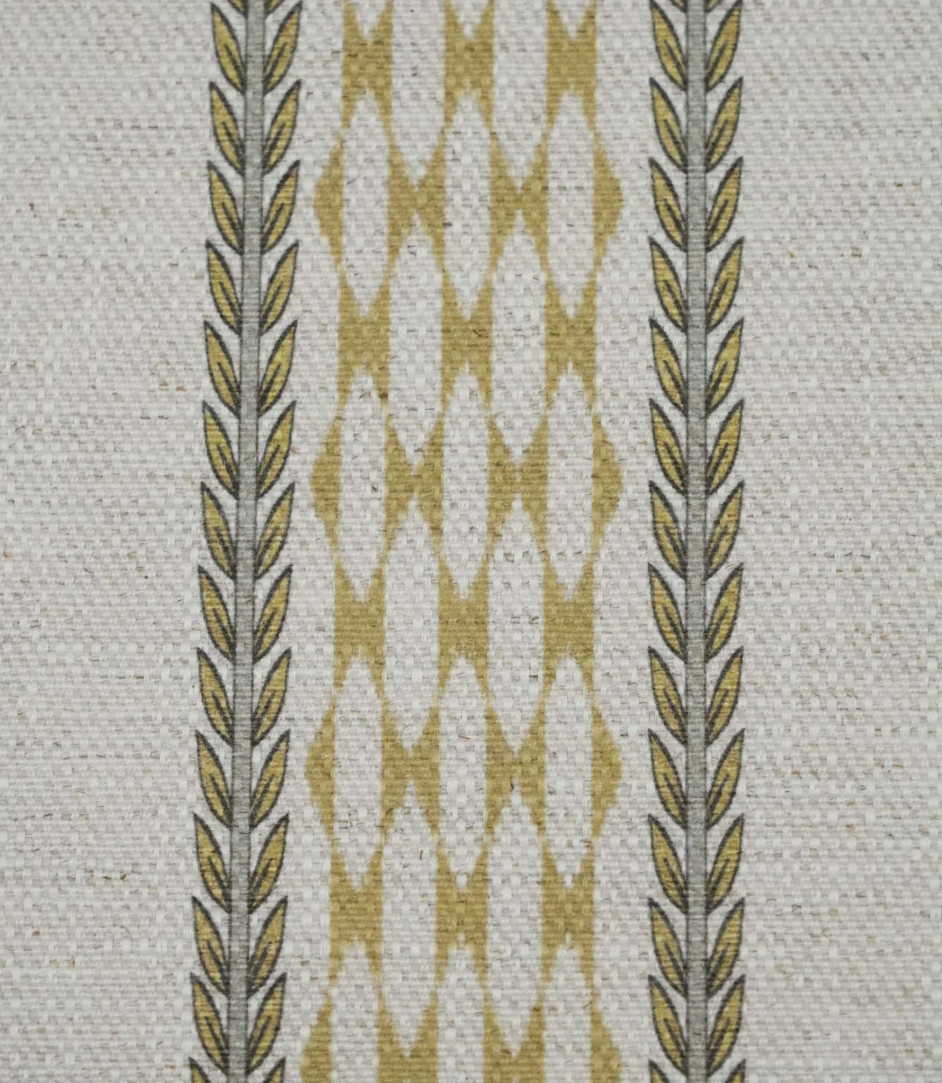 Close-up of Varese Gold extra wide contemporary foliage upholstery fabric showing the detailed woven texture and vertical pattern.