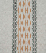 Close-up of Varese Rust extra wide contemporary foliage upholstery fabric showing the woven texture and vertical stripe design.