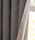 Verso Reversible Suede-look Blackout Eyelet Curtains Charcoal | Just Fabrics