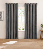 Verso Reversible Suede-look Blackout Eyelet Curtains Charcoal | Just Fabrics