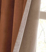 Verso Reversible Suede-look Blackout Eyelet Curtains Cinnamon | Just Fabrics