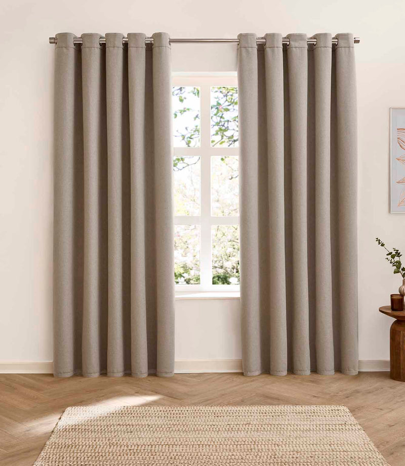 Verso Reversible Suede-look Blackout Eyelet Curtains Cinnamon | Just Fabrics