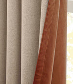 Verso Reversible Suede-look Blackout Eyelet Curtains Cinnamon | Just Fabrics