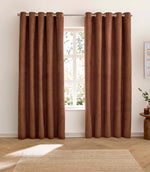 Verso Reversible Suede-look Blackout Eyelet Curtains Cinnamon | Just Fabrics
