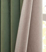 Verso Reversible Suede-look Blackout Eyelet Curtains Green | Just Fabrics