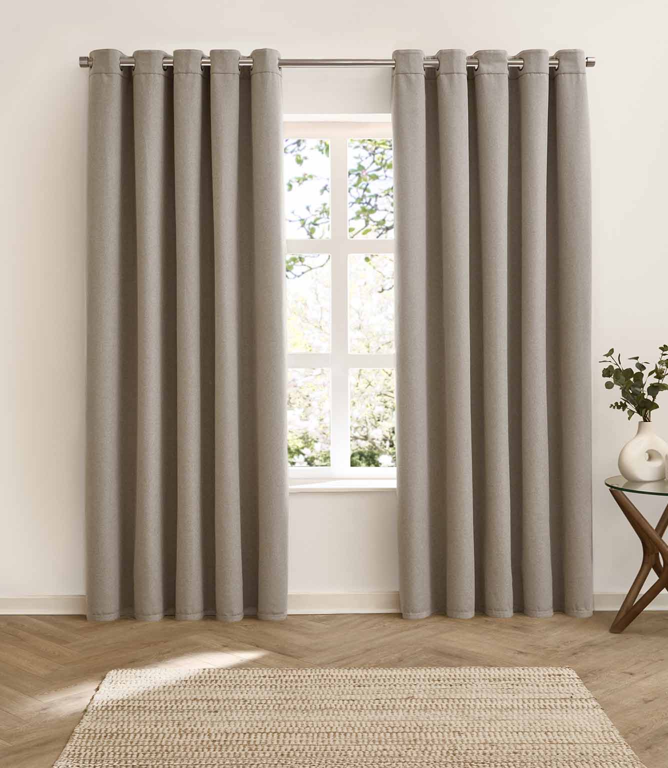 Verso Reversible Suede-look Blackout Eyelet Curtains Green | Just Fabrics