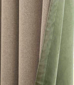 Verso Reversible Suede-look Blackout Eyelet Curtains Green | Just Fabrics