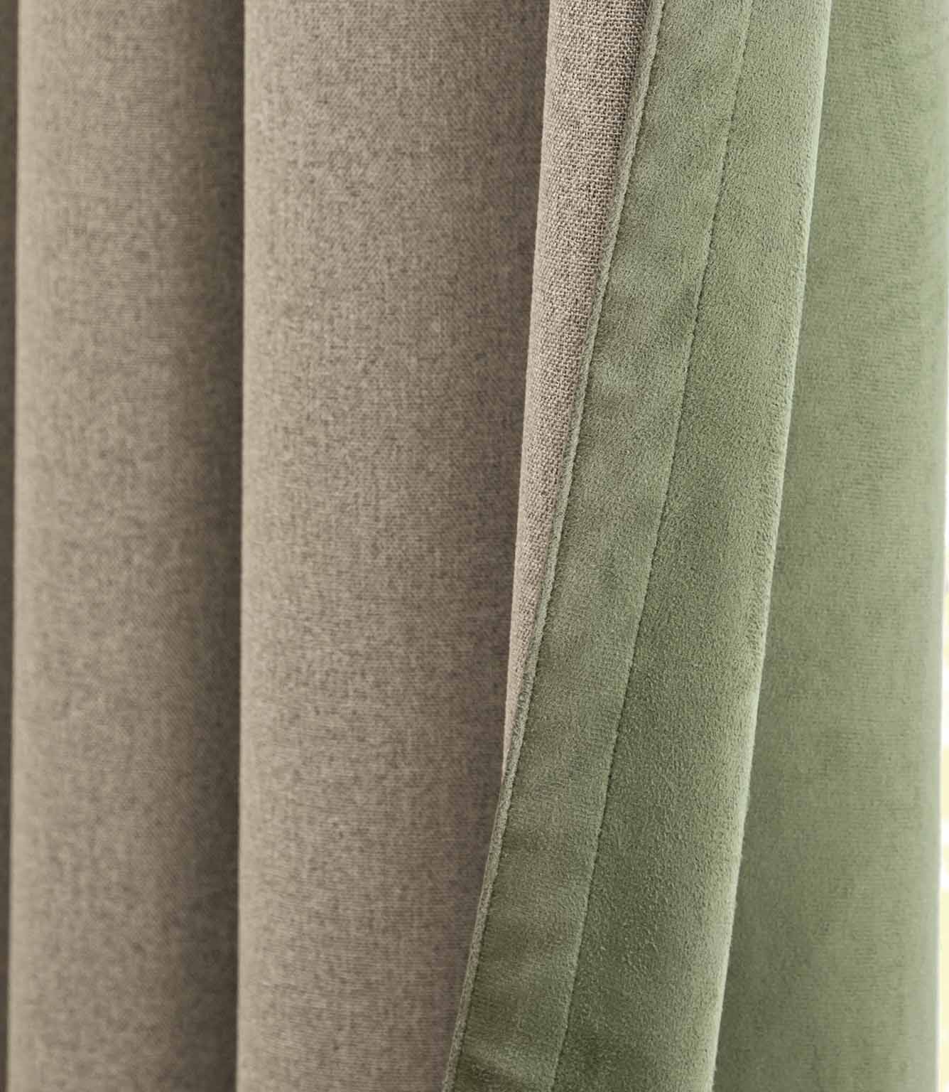 Verso Reversible Suede-look Blackout Eyelet Curtains Green | Just Fabrics