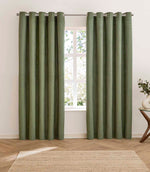 Verso Reversible Suede-look Blackout Eyelet Curtains Green | Just Fabrics