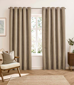 Verso Reversible Suede-look Blackout Eyelet Curtains Mocha