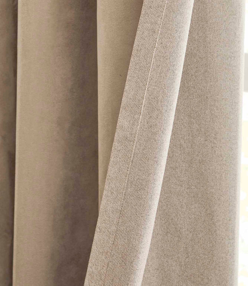 Verso Reversible Suede-look Blackout Eyelet Curtains Mocha | Just Fabrics