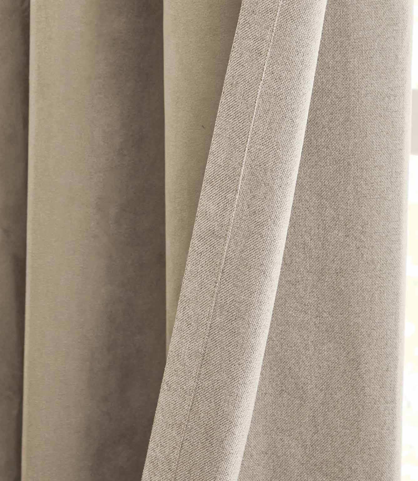 Verso Reversible Suede-look Blackout Eyelet Curtains Mocha | Just Fabrics