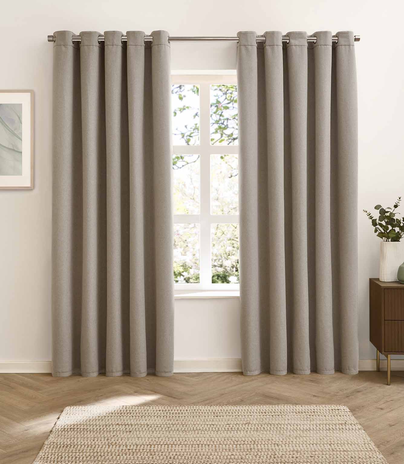 Verso Reversible Suede-look Blackout Eyelet Curtains Mocha | Just Fabrics