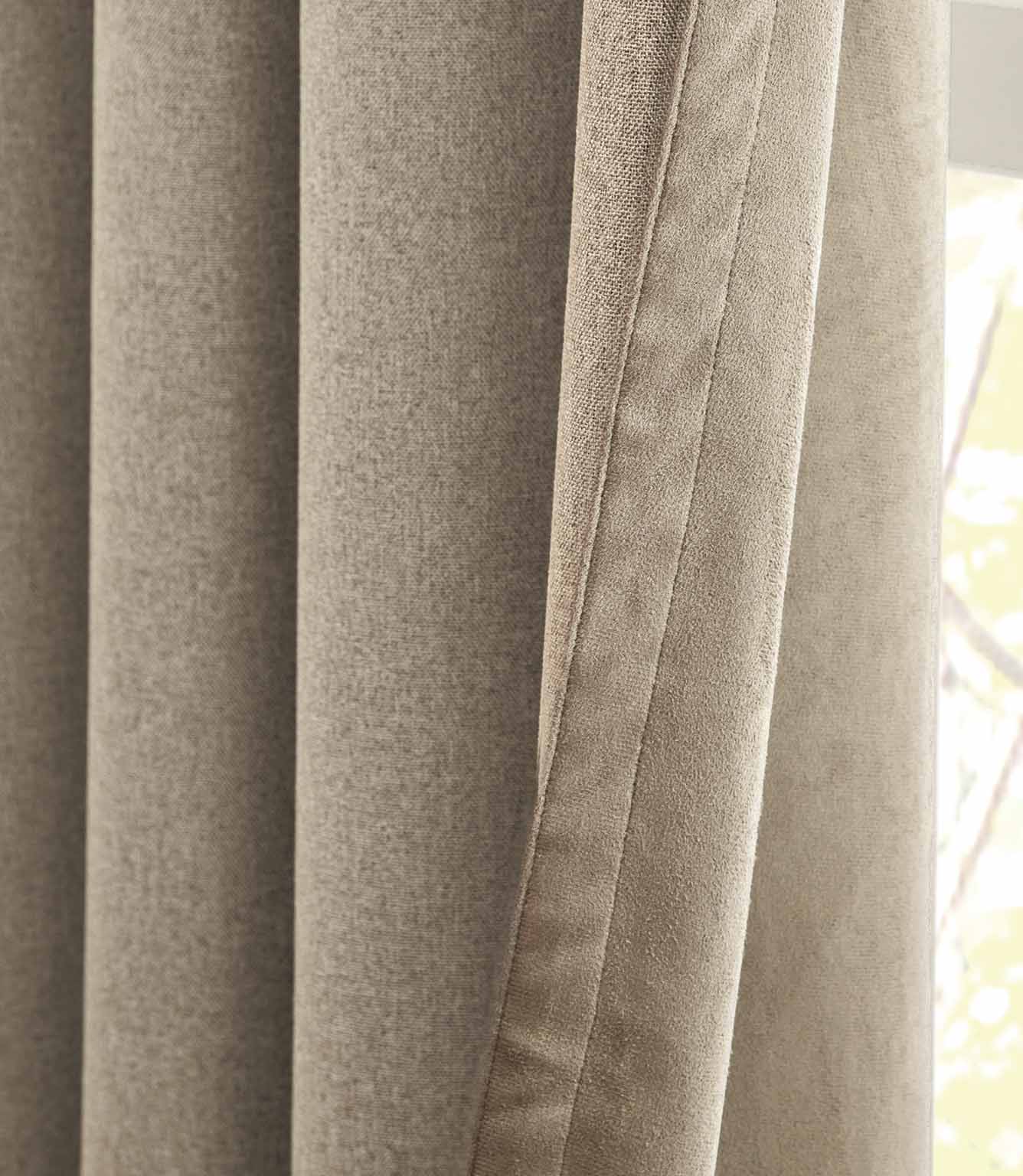 Verso Reversible Suede-look Blackout Eyelet Curtains Mocha | Just Fabrics