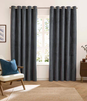 Verso Reversible Suede-look Blackout Eyelet Curtains Petrol