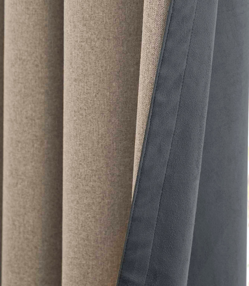 Verso Reversible Suede-look Blackout Eyelet Curtains Petrol | Just Fabrics