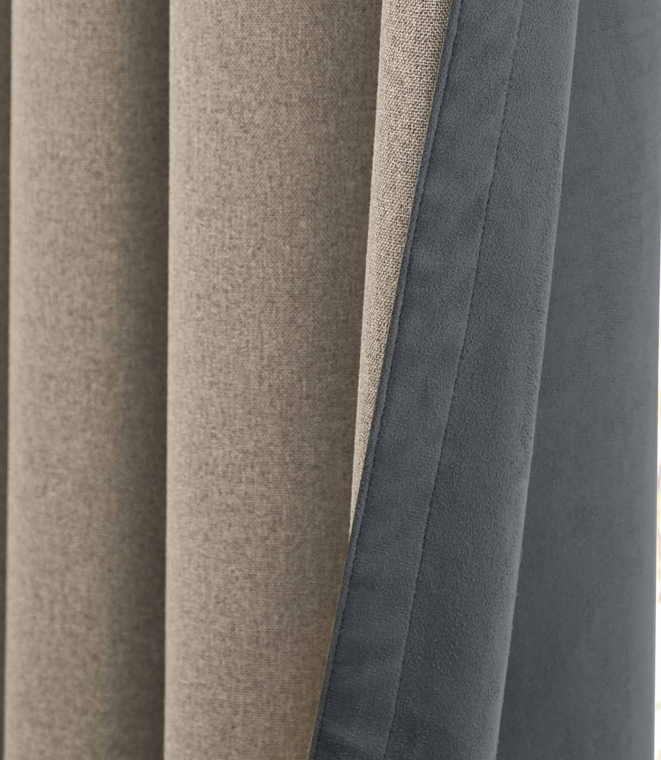 Verso Reversible Suede-look Blackout Eyelet Curtains Petrol | Just Fabrics