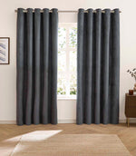 Verso Reversible Suede-look Blackout Eyelet Curtains Petrol | Just Fabrics