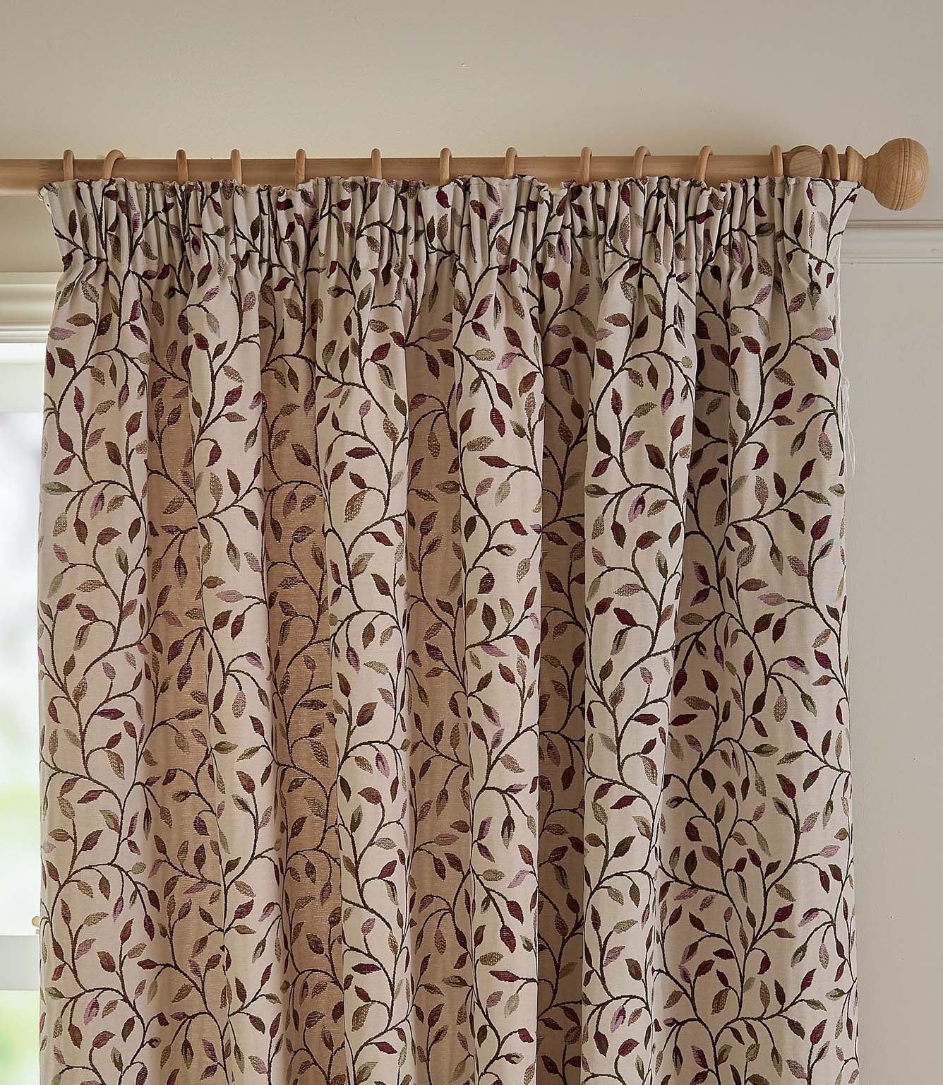 Cervino Damson Jacquard Pencil Pleat Curtains