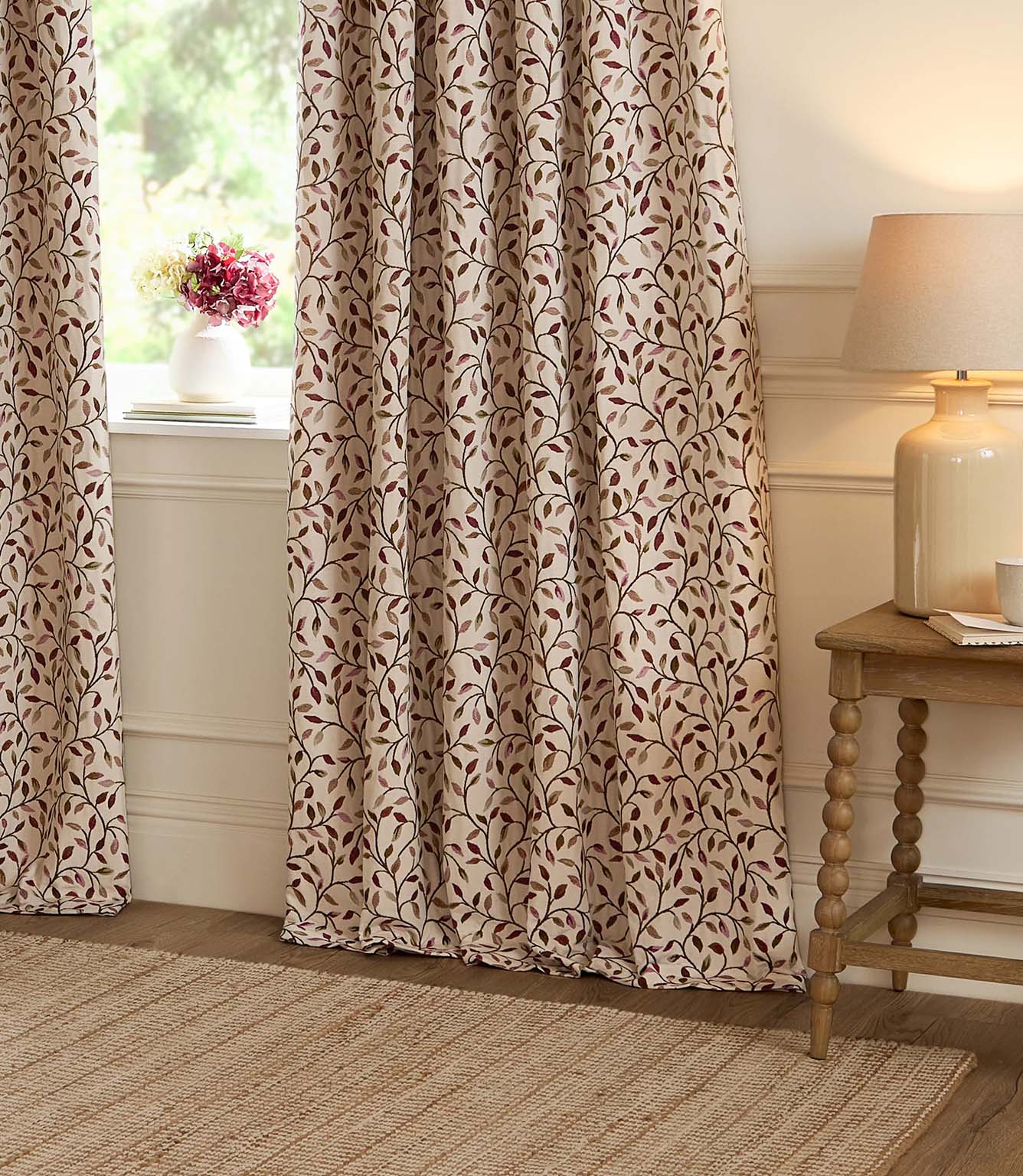 Cervino Damson Jacquard Pencil Pleat Curtains