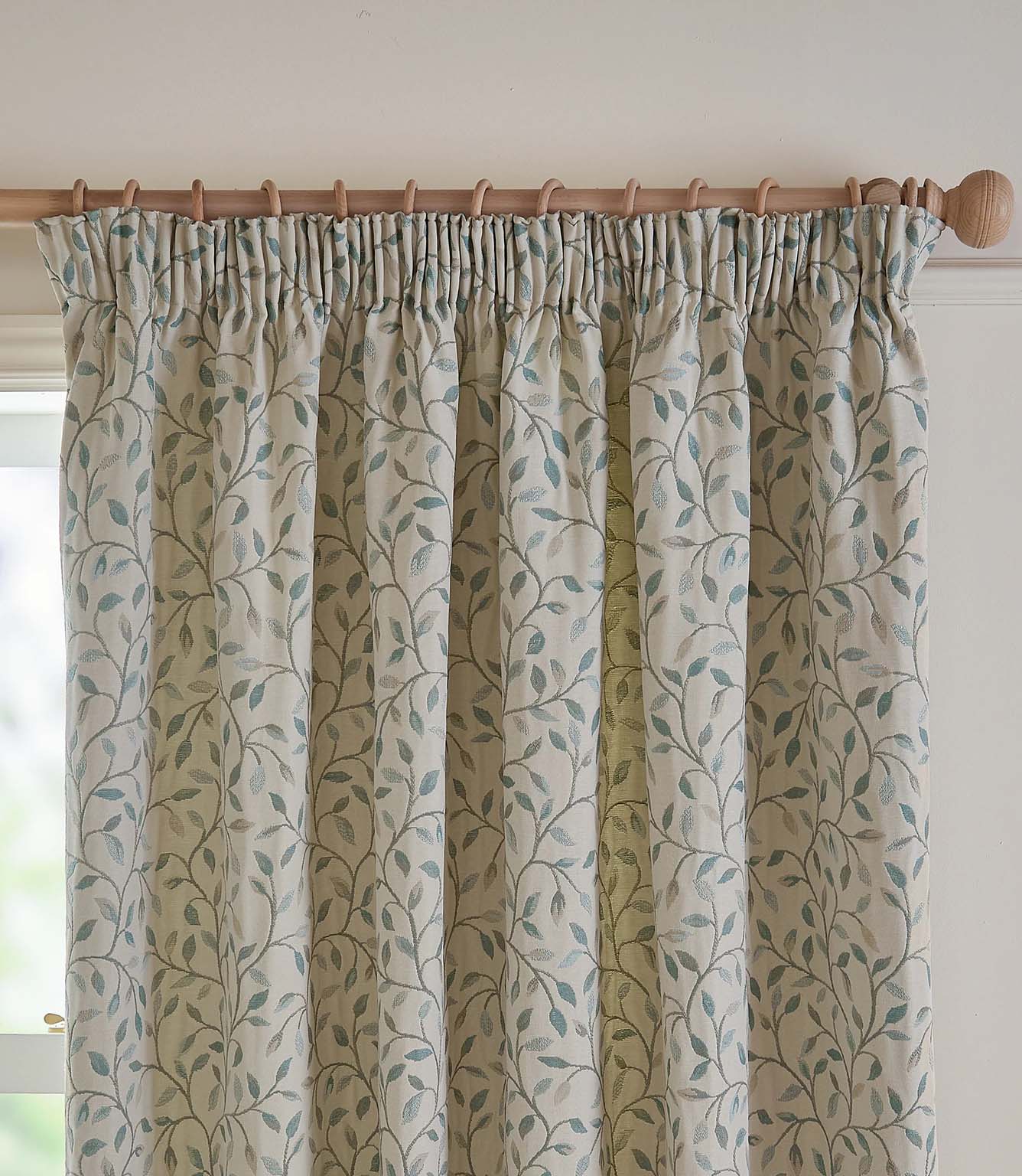 Cervino Duck Egg Jacquard Pencil Pleat Curtains
