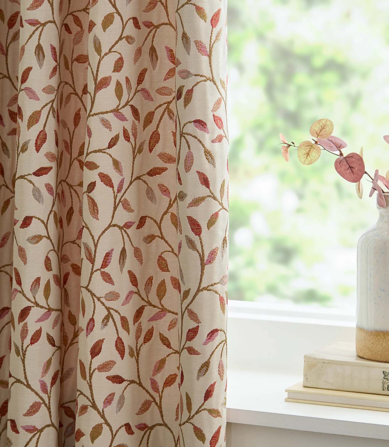Cervino Rednut Jacquard Pencil Pleat Curtains