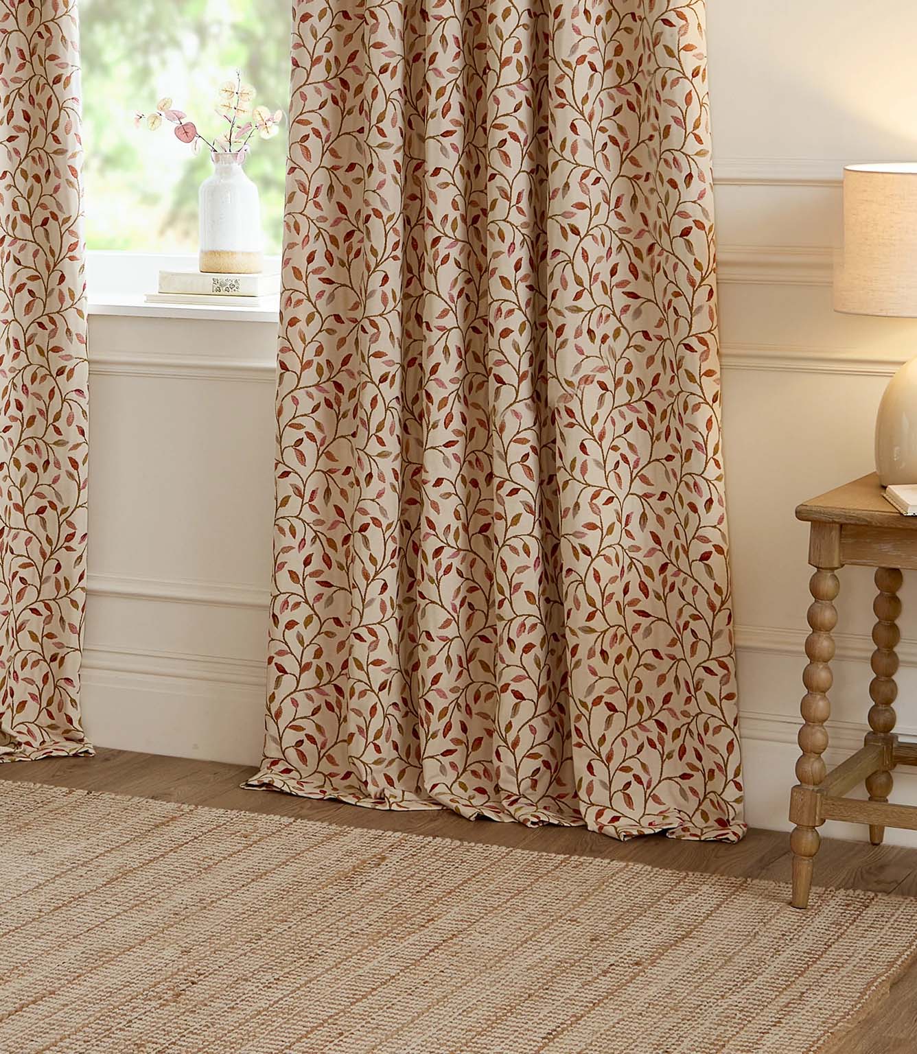 Cervino Rednut Jacquard Pencil Pleat Curtains
