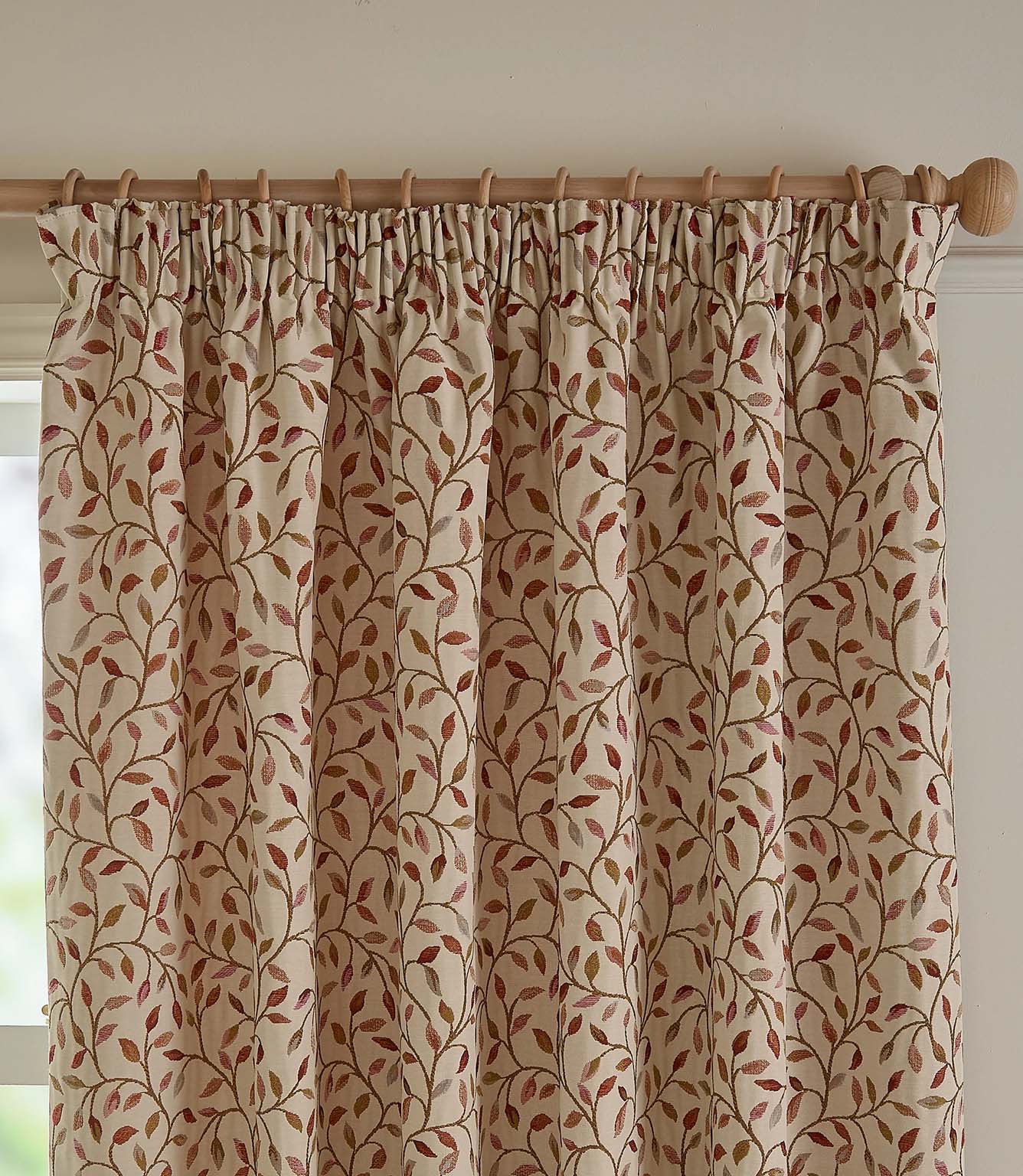 Cervino Rednut Jacquard Pencil Pleat Curtains