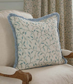 Cervino Duck Egg Fringed Jacquard Cushion