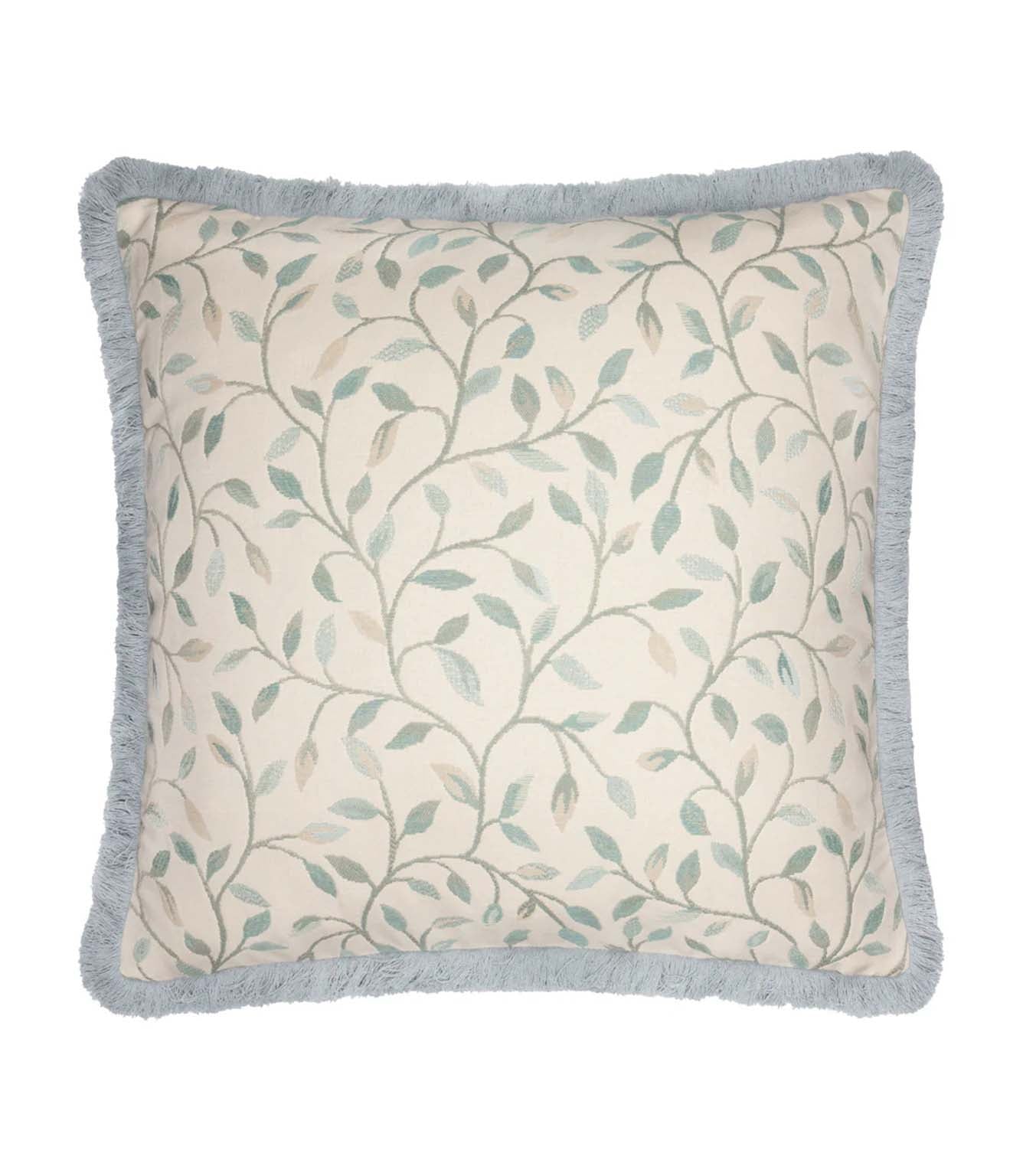 Cervino Duck Egg Fringed Jacquard Cushion