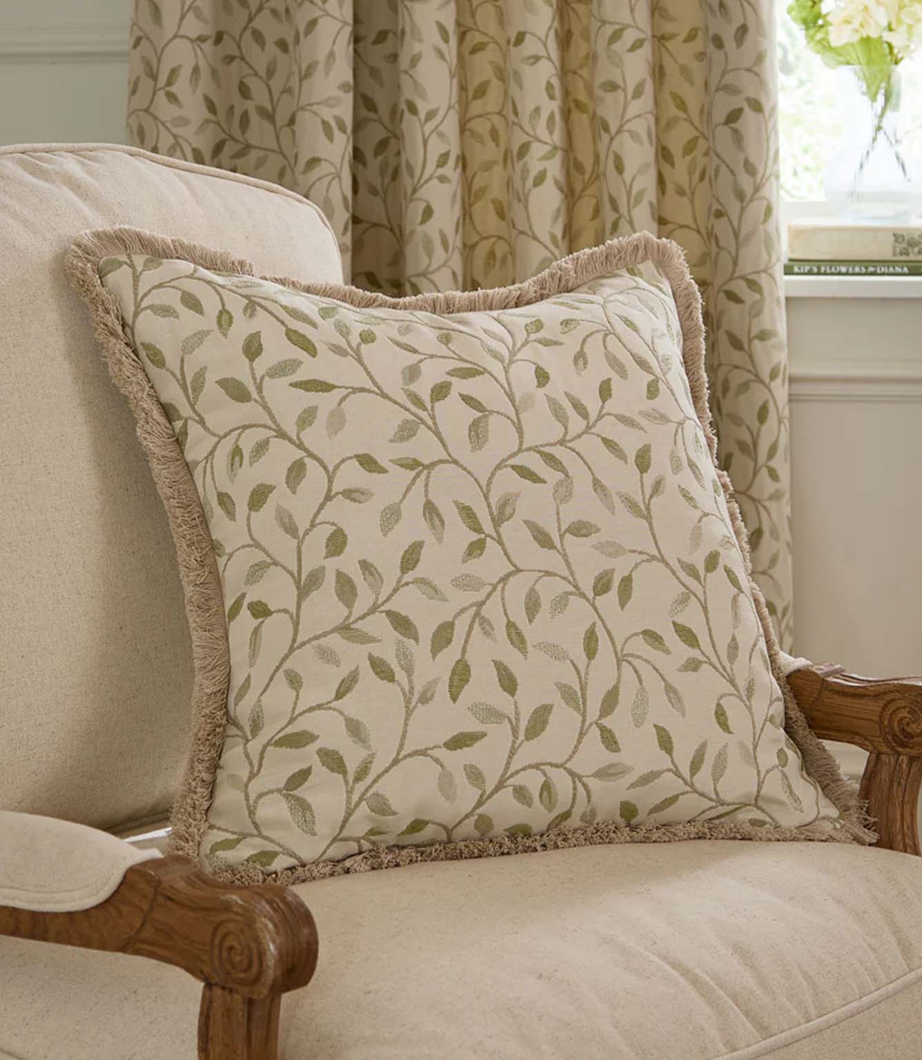 Cervino Lichen Fringed Jacquard Cushion