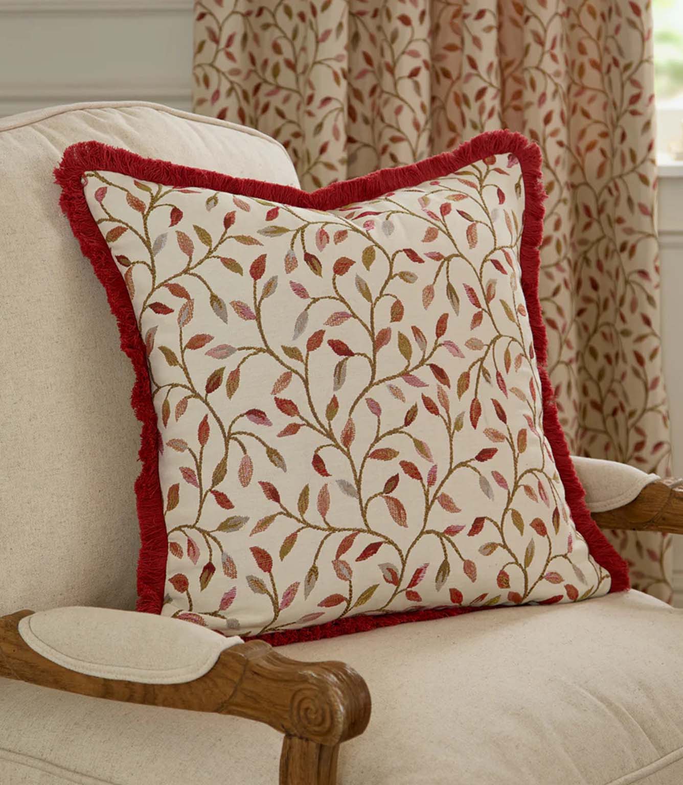 Cervino Rednut Fringed Jacquard Cushion