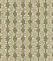 Wading Kelp contemporary fabric featuring repeating vertical wavy stripes in sage green and olive tones, with delicate cream scalloped edges and fine taupe outlines creating a flowing geometric pattern.