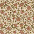 Wainscott Rosehip traditional floral fabric featuring a repeating botanical pattern of dusty rose pink flowers, olive green scrolling leaves and small ochre blossoms on a warm ivory background with a subtle textured appearance.